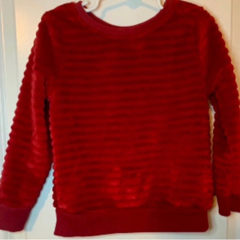 Cat & Jack Unisex Red Plush Velvet Sweatshirt 12 Months NWOT